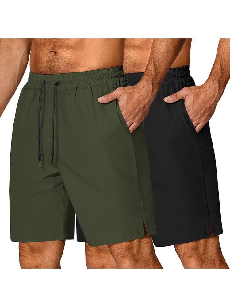 Athletic 2 Pack Workout Shorts (US Only) Shorts coofandy Army Green/Black S 