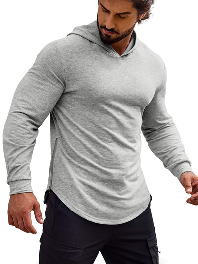 Workout Muscle Fit Cotton Blend Hoodie (US Only) Hoodies Coofandy's Light Grey S 