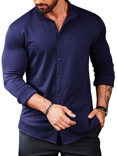 Casual Wrinkle Free Button Shirt (US Only) Shirts coofandy Navy Blue S 
