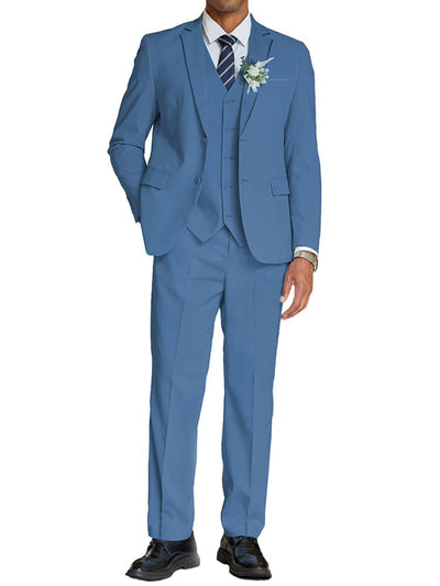 3-Piece Cotton Linen Suit Set (US Only) Suit Set coofandy Blue S 