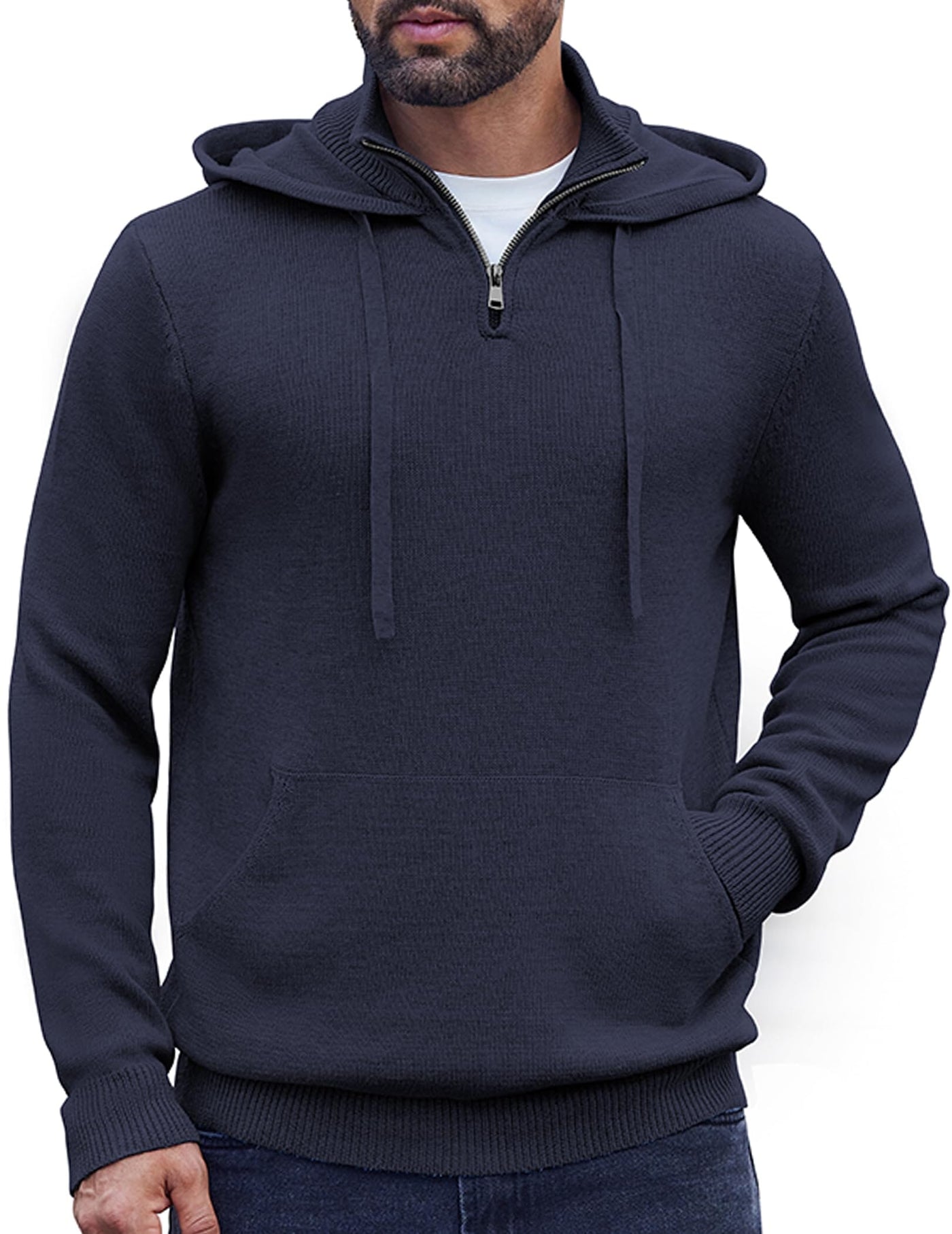 Casual Turtleneck Knit Hoodie (US Only) Hoodies coofandy 