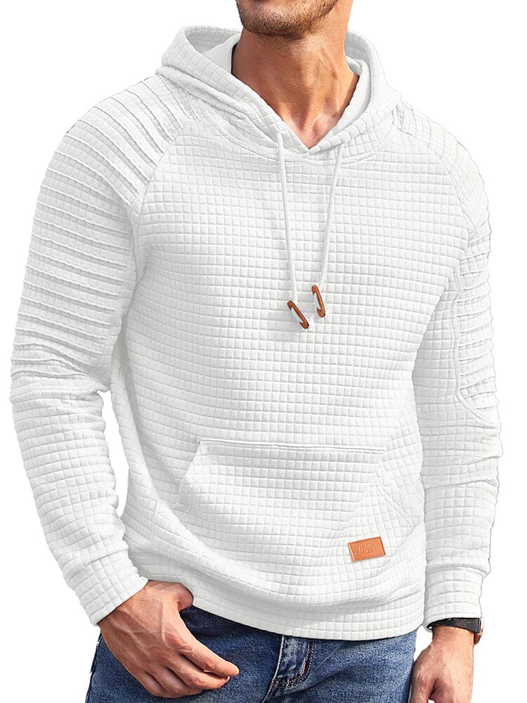 Stylish Waffle Knit Hoodie (US Only) Hoodies coofandy White S 