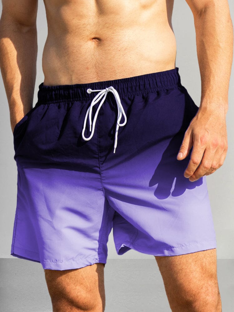 Casual Gradient Drawstring Shorts Shorts coofandy Purple S 