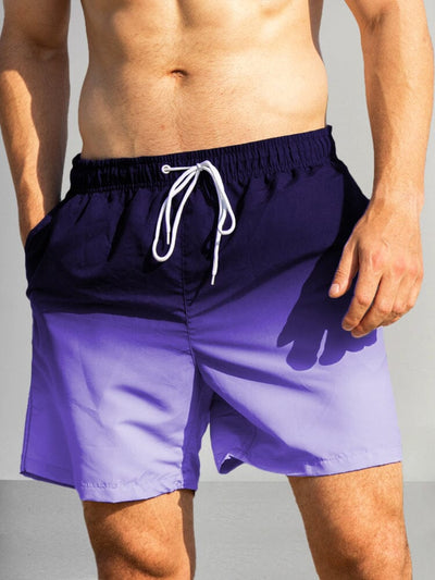 Casual Gradient Drawstring Shorts Shorts coofandy Purple S 