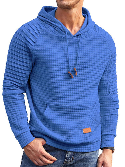 Stylish Waffle Knit Hoodie (US Only) Hoodies coofandy Blue S 