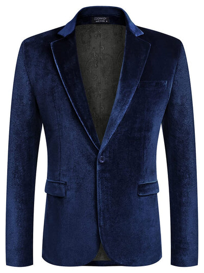 Luxury Velvet Blazer Jacket (US Only) Blazer coofandy Dark Blue S 