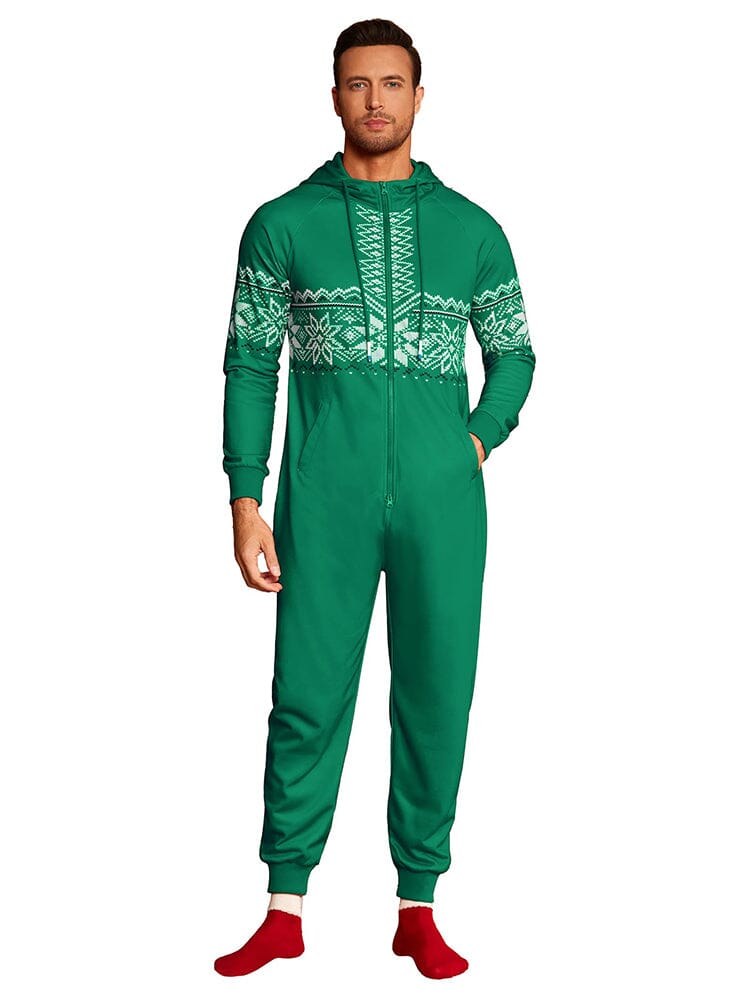 Casual Full Zip Hooded Jumpsuit (US Only) Jumpsuit coofandy Green Christmas S 