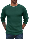 Classic Waffle Knitted Pullover Sweater (US Only) Sweater coofandy Green S 