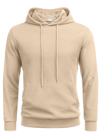 Classic Leisure Waffle Knit Hoodie (US Only) Hoodies coofandy Khaki S 