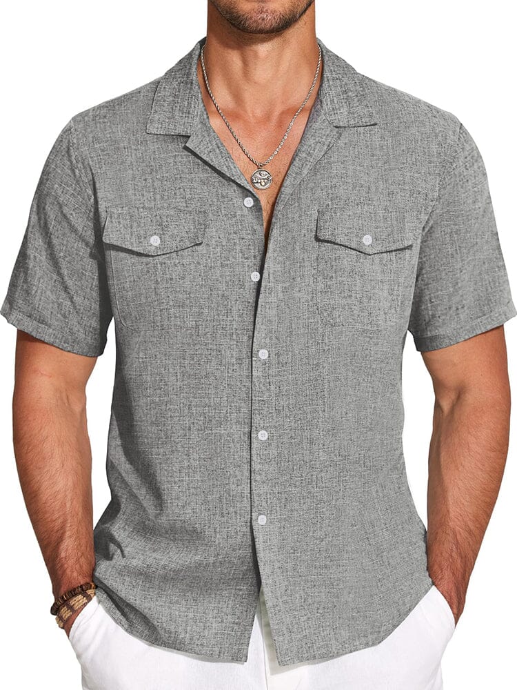 Casual Cuban Collar Summer Shirt (US Only) Shirts coofandy Light Grey S 