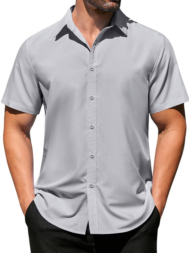 Casual Business Wrinkle Free Shirt Shirts coofandy Light Grey S 