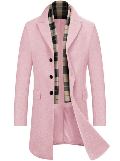 Wool Blend Coat with Detachable Plaid Scarf (US Only) Coat COOFANDY Store Pink S 