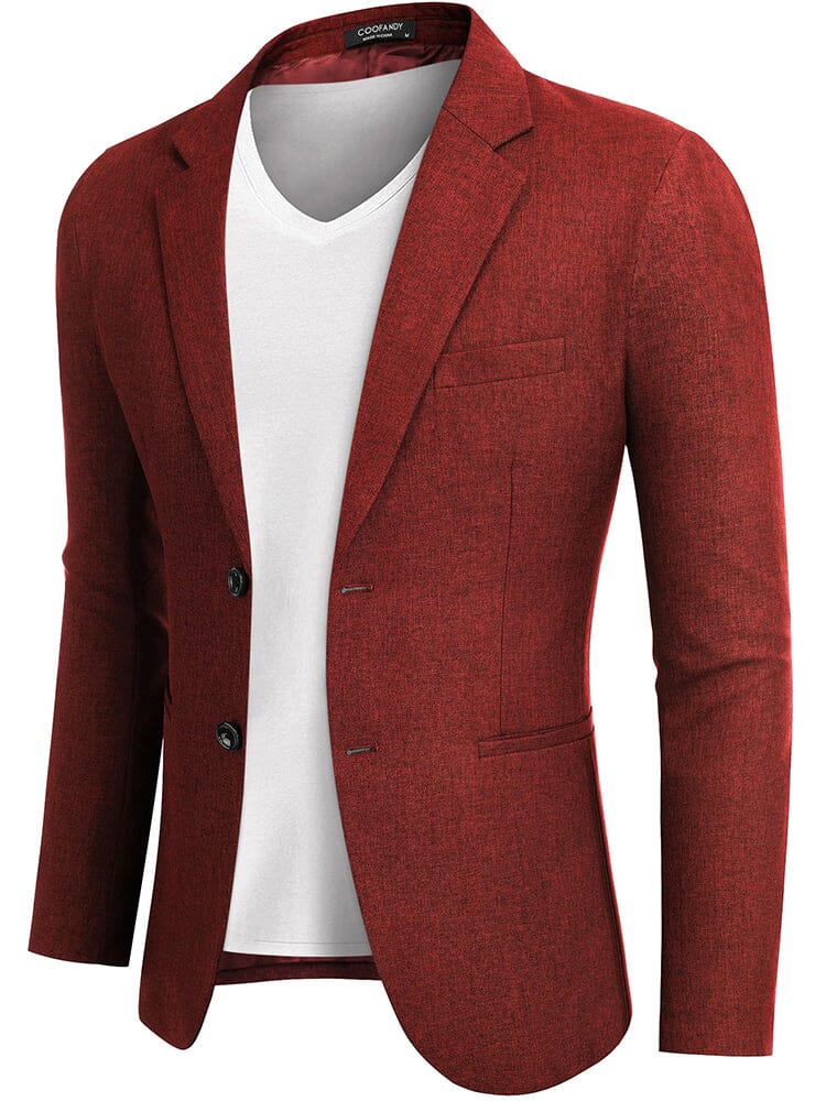 Classic Two Button Suit Jacket (US Only) Blazer coofandy Red S 