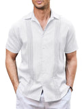 Casual Linen Blend Guayabera Shirt (US Only) Shirts coofandy White S 