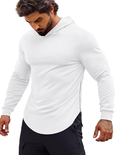 Workout Muscle Fit Cotton Blend Hoodie (US Only) Hoodies Coofandy's White S 