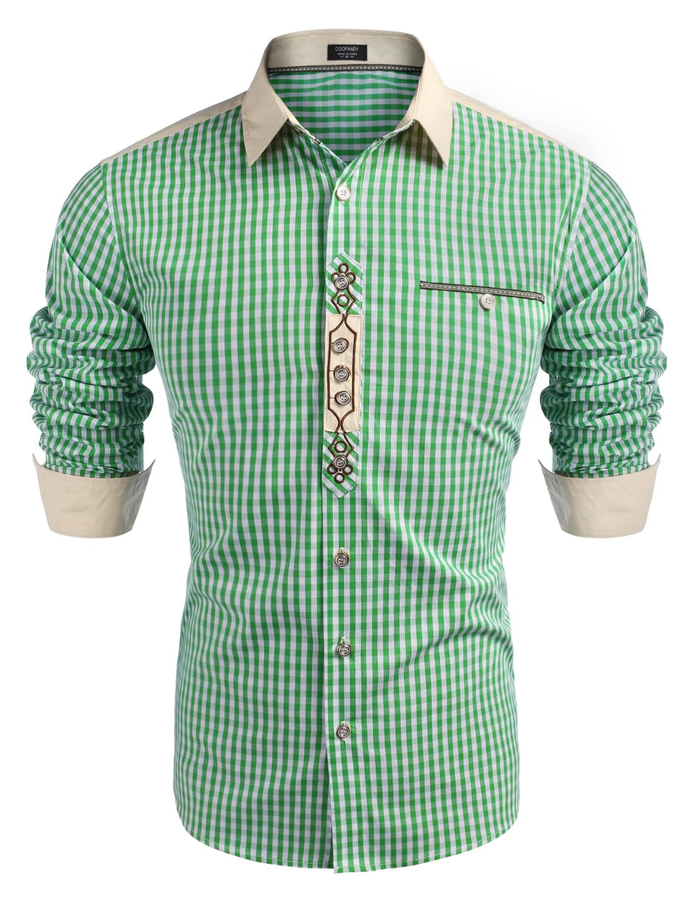 Urban Casual Plaid Shirt Shirts coofandy Green S 