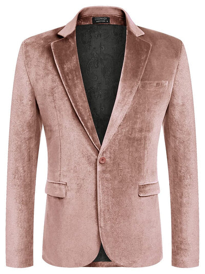 Luxury Velvet Blazer Jacket (US Only) Blazer coofandy Light Pink S 