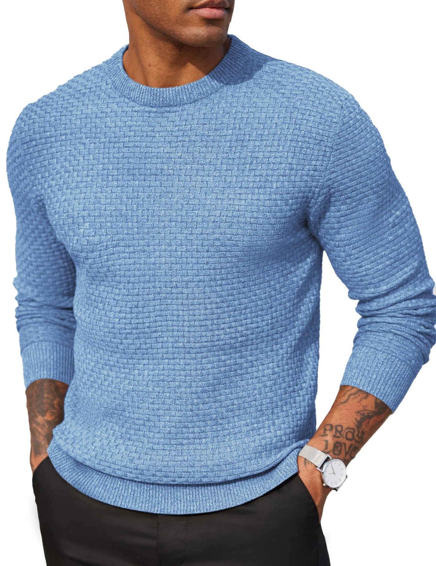 Classic Leisure Versatile Sweater Sweater coofandy Light Blue S 