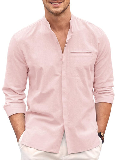 Classic fit Long Sleeve Cotton Shirt (US Only) Shirts coofandy Pink S 