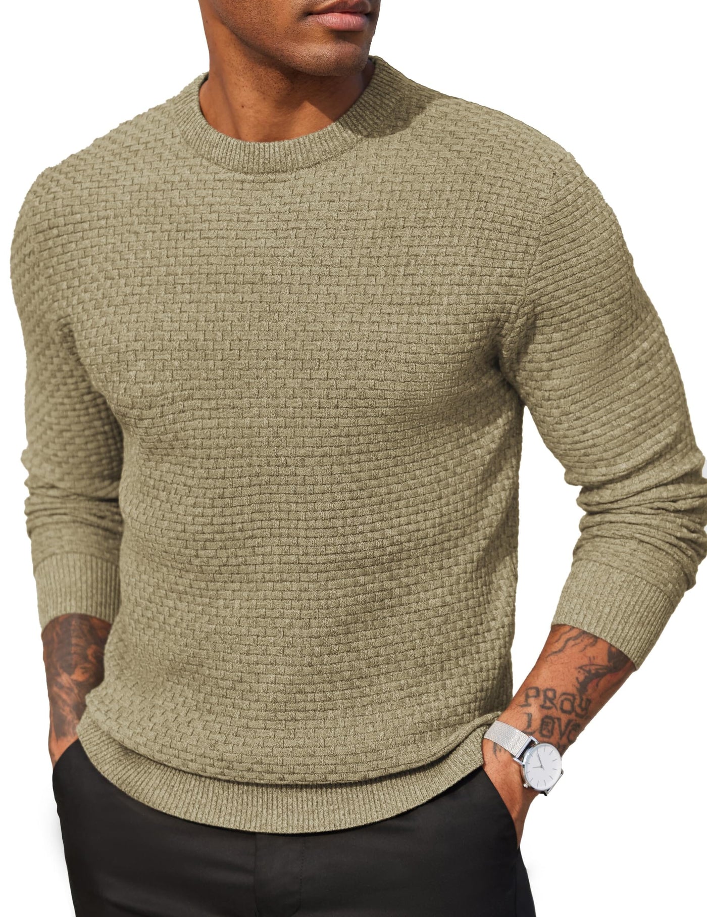 Classic Leisure Versatile Sweater Sweater coofandy Khaki S 