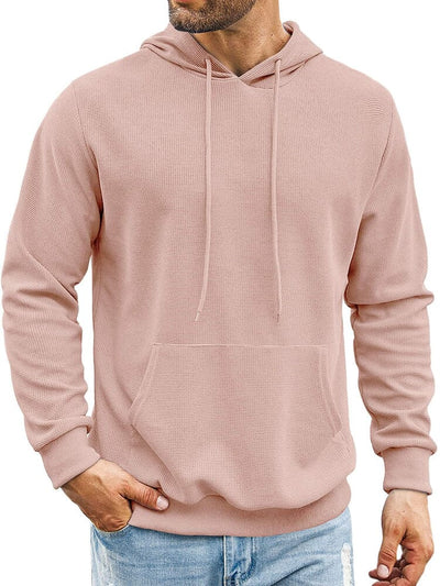 Classic Leisure Waffle Knit Hoodie (US Only) Hoodies coofandy Misty Rose S 