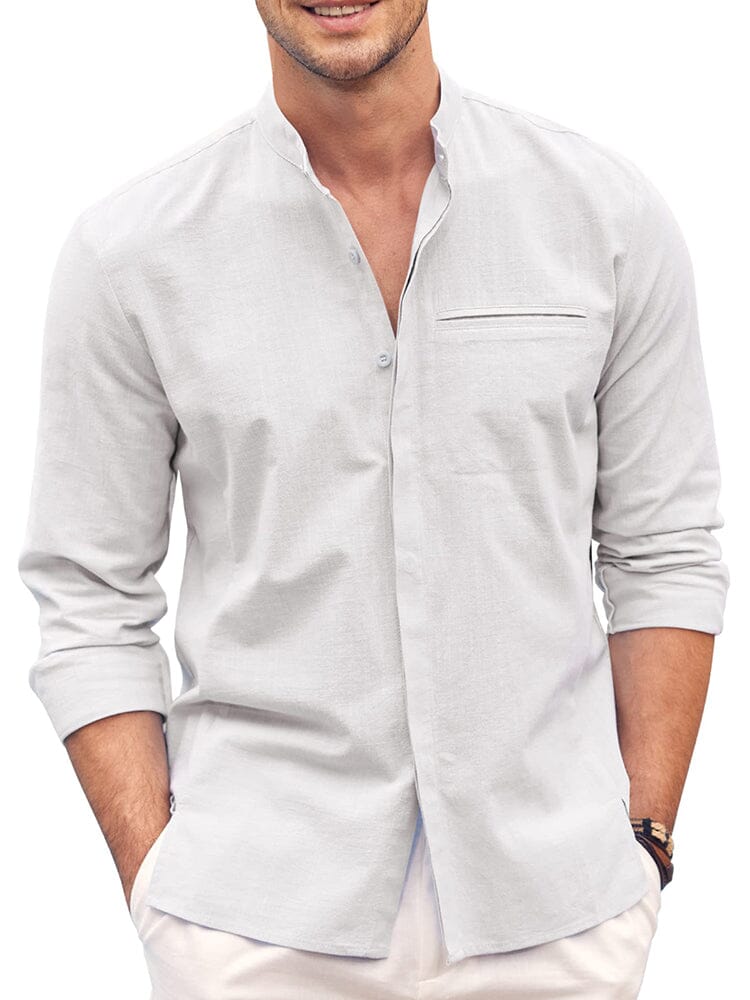 Classic fit Long Sleeve Cotton Shirt (US Only) Shirts coofandy White S 