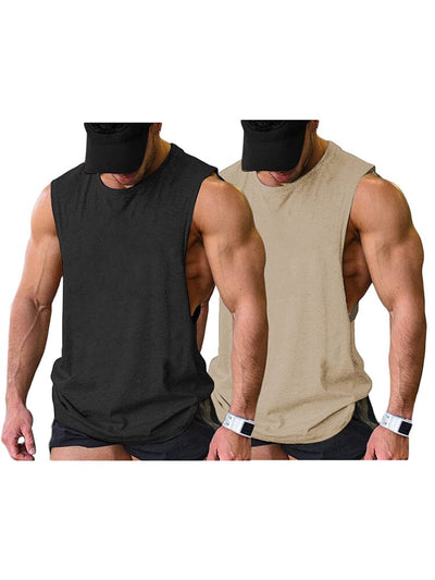 Leisure 2-Packs Muscle Tank Top (US Only) coofandy Black/Light Khaki S 