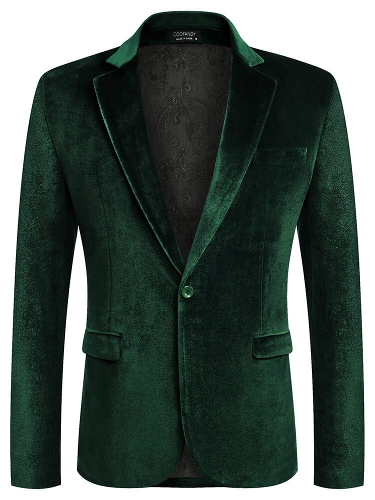 Luxury Velvet Blazer Jacket (US Only) Blazer coofandy Green S 