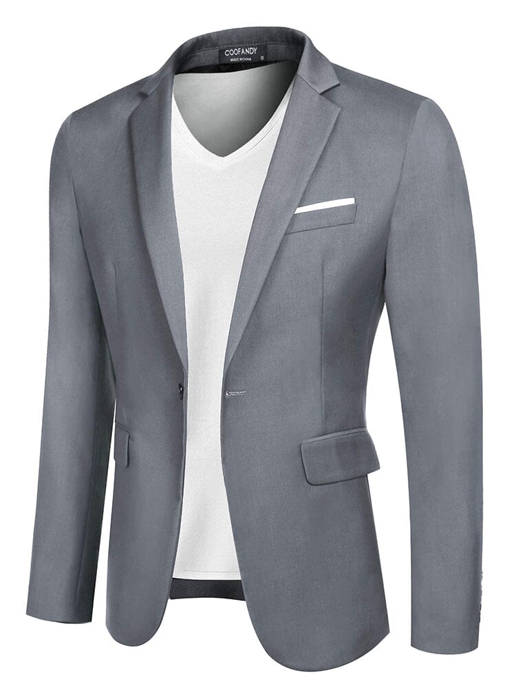 Casual Classic Suit Jacket (US Local) Blazer coofandy Grey S 