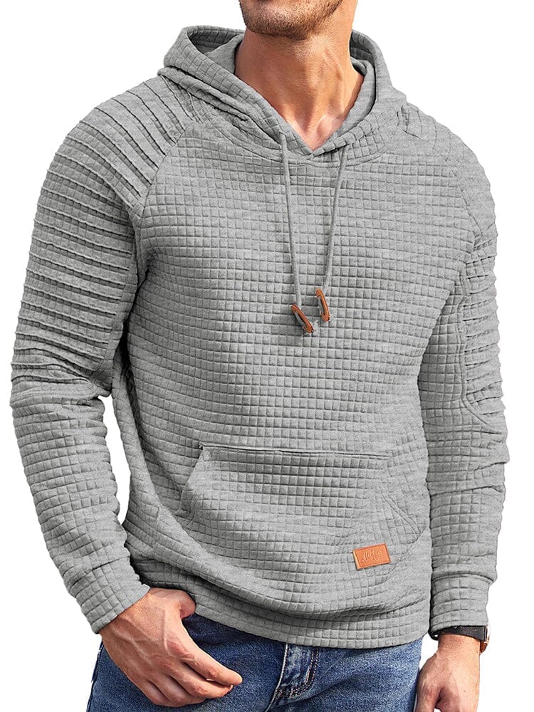 Stylish Waffle Knit Hoodie (US Only) Hoodies coofandy Grey S 