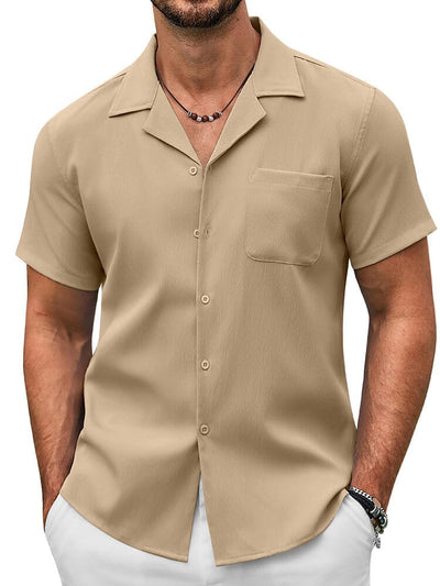 Essential Casual Textured Shirt (US Only) Shirts coofandy Khaki S 