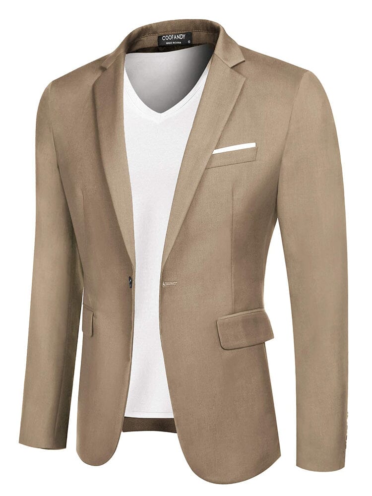 Casual Classic Suit Jacket (US Local) Blazer coofandy Light Khaki S 