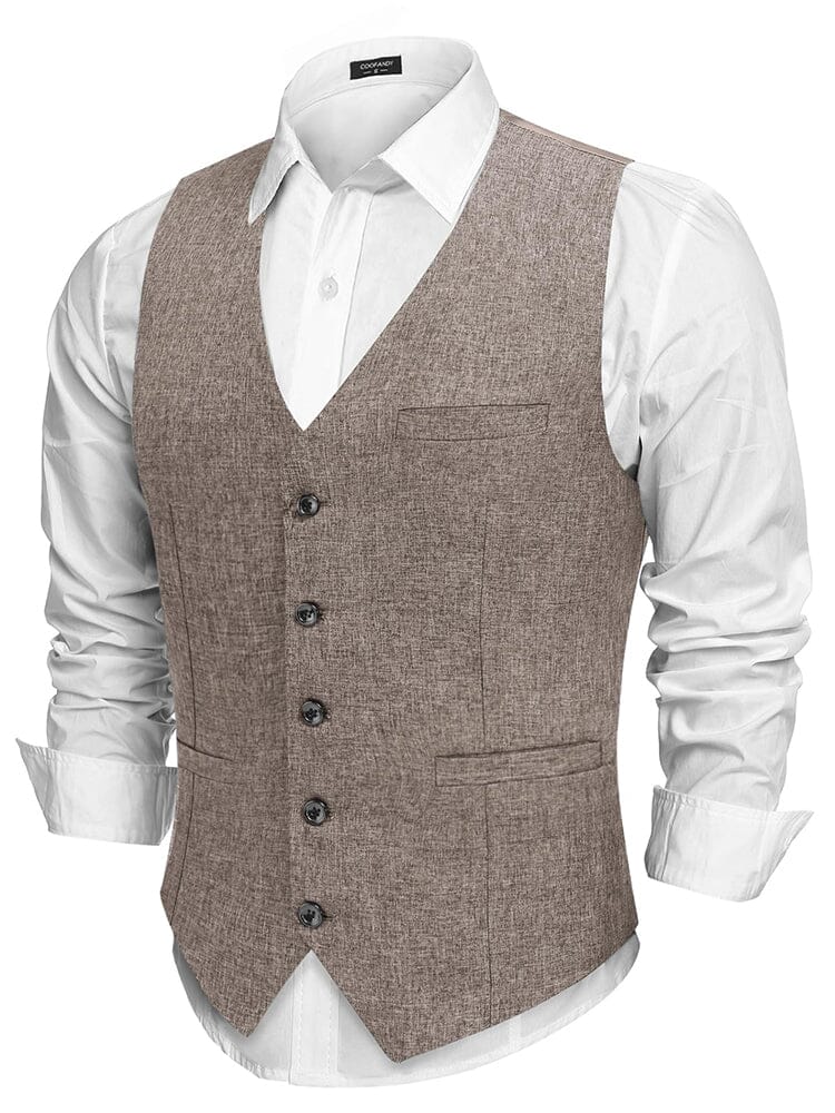 Formal Slim Fit Suit Vest (US Only) Vest coofandy Light Khaki S 