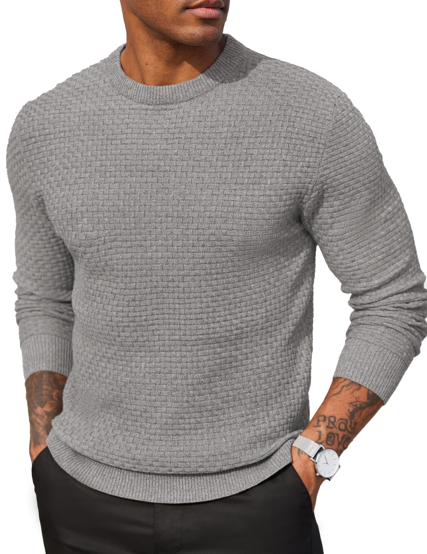 Classic Leisure Versatile Sweater Sweater coofandy Light Grey S 