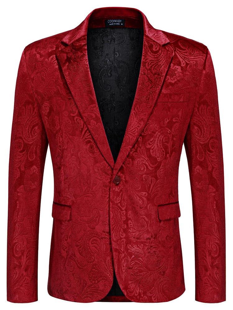 Luxury Velvet Blazer Jacket (US Only) Blazer coofandy Red Floral S 