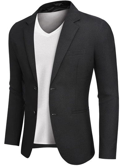 Classic Two Button Suit Jacket (US Only) Blazer coofandy Black S 