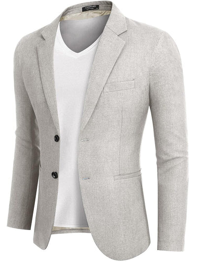 Classic Two Button Suit Jacket (US Only) Blazer coofandy Pastel Grey S 