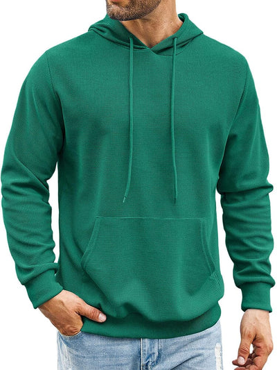 Classic Leisure Waffle Knit Hoodie (US Only) Hoodies coofandy Green S 