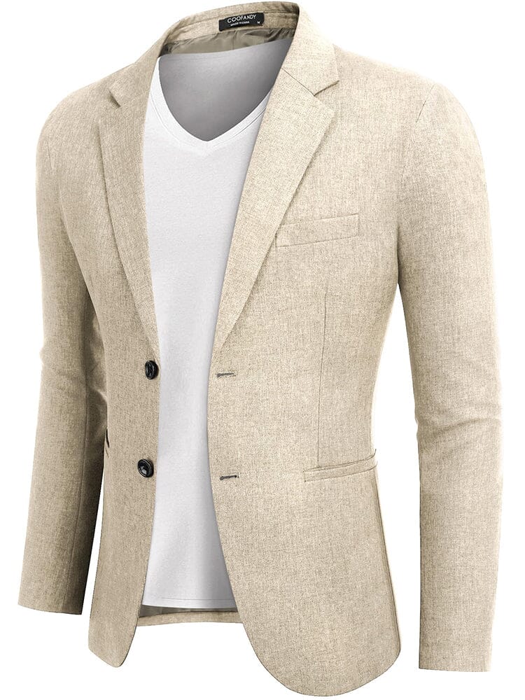 Classic Two Button Suit Jacket (US Only) Blazer coofandy Light Khaki S 