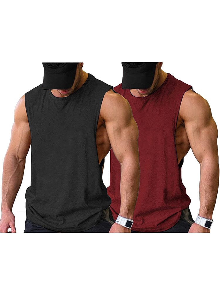 Leisure 2-Packs Muscle Tank Top (US Only) coofandy Black/Wine Red S 