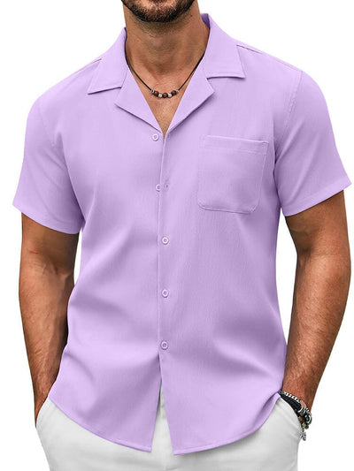 Essential Casual Textured Shirt (US Only) Shirts coofandy Light Purple S 