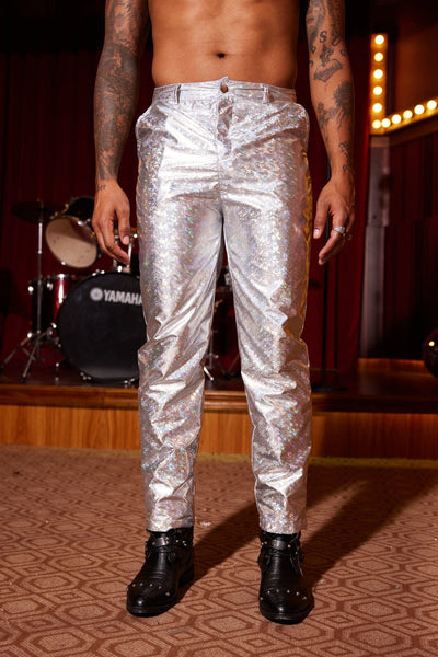 Stylish Metallic Shiny Pants Pants coofandy Multicolor XS 