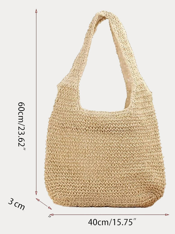Minimalist Beach Large Woven Straw Shoulder Bag