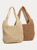 Minimalist Beach Large Woven Straw Shoulder Bag