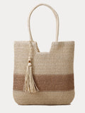 Vacation Casual Color Block Straw Shoulder Bag