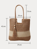 Vacation Casual Color Block Straw Shoulder Bag