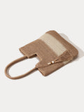 Vacation Casual Color Block Straw Shoulder Bag