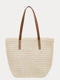 Minimalist Vacation Woven Straw Tote Bag