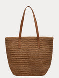 Minimalist Vacation Woven Straw Tote Bag