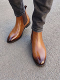 Retro Leather Chelsea Boots Slip-On Ankle Boots